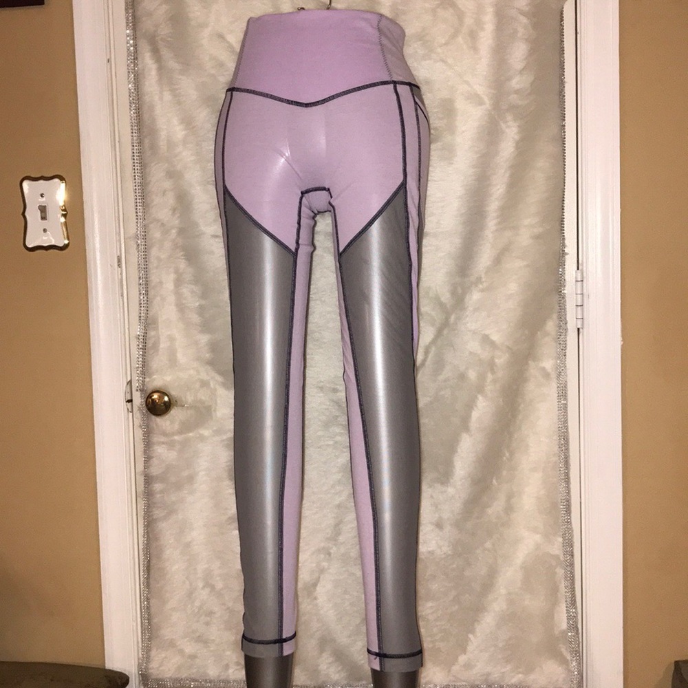 High Waisted Mesh Chiffon Pants Leggings Lavender